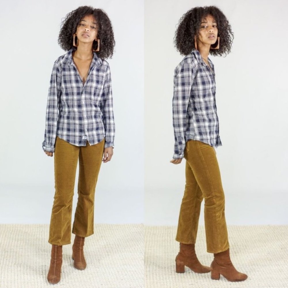 Frank & Eileen Barry Button Down Shirt Navy Plaid
